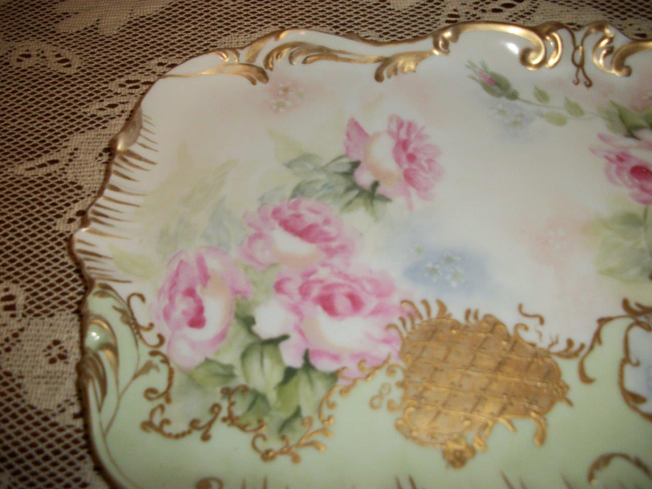 T & V Limoges France Handpainted Dresser Vanity Tray Roses Gold eBay