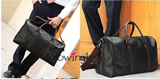 Ac2825 black Men's Leather Handbag Duffel Bag soulder Briefcase Laptop ...