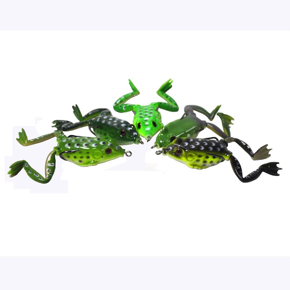 50Pcs Topwater Rubber Frog Fishing Lures Realistic Frog Bait Hook 6cm