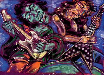 Jimi Hendrix Randy Rhoads Music Lives On Painting John C Smith