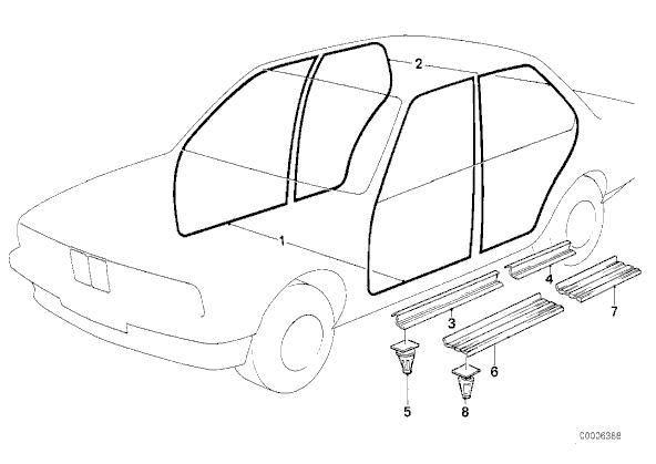10 pieces BMW E21 E23 E30 E36 Door Sill / Strip Clip bmw 528i door sill parts diagram 