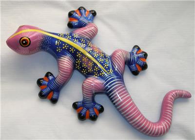 Ceramic Lizard Gecko Wall Art Cantina Decor Orchid Dark Blue