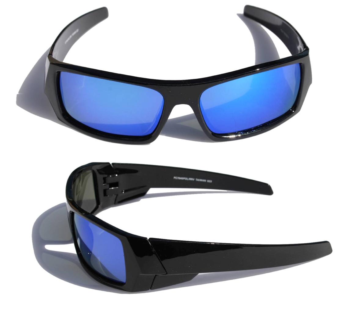 Men Gloss Black Polarized Sunglasses with Blue Mirror Lens ... sunglasses glare and diagrams 