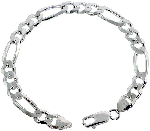 22 Necklace Sterling Silver Men S Figaro Chain Pure 925 Italy New 22 034 Necklace Sterling Silver Men 039 S