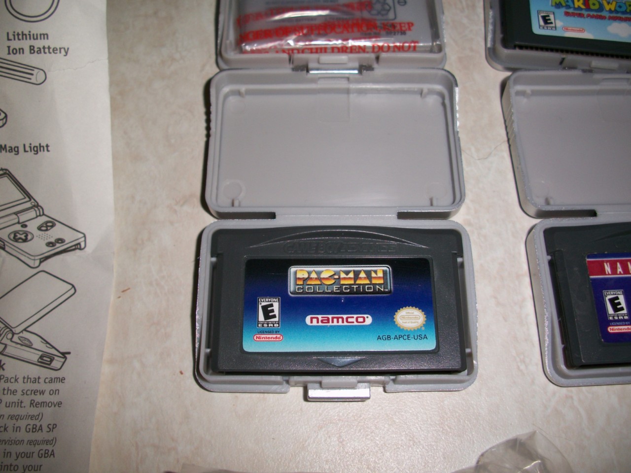 GAMEBOY ADVANCE SP NINTENDO HUGE LOT MARIO WORLD PAC-MAN ...
