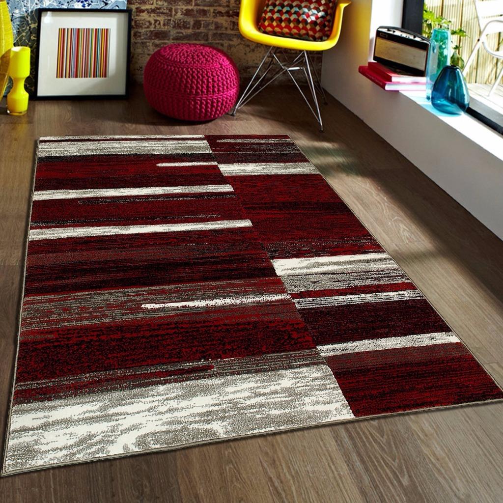 Trendz Contemporary Geometric Pattern Abstract Modern Area Rug Red Trendz Contemporary Geometric Pattern Abstract Modern Area Rug