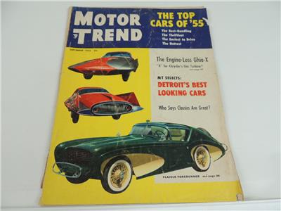 Sept 1955 MOTOR TREND Magazine Chrysler Jaguar Packard Volkswagon