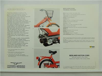 Vintage Moto Guzzi Robin Motorized Bike Brochure Scooter