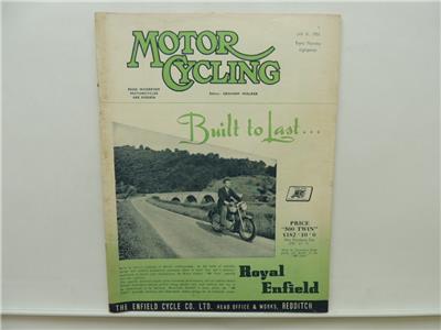 July 1952 MOTORCYCLING Magazine Royal Enfield 500 Twin Triumph