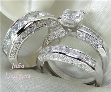 His Her Matching Engagement Wedding Ring Set Sz 8 Ebay