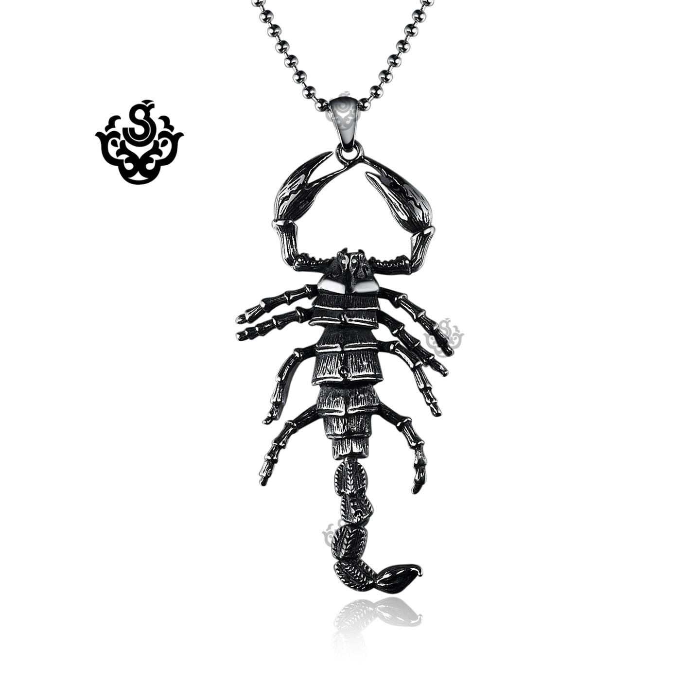 T/&T 316 Stainless Steel Scorpion Pendant Necklace With Black Onyx NP110