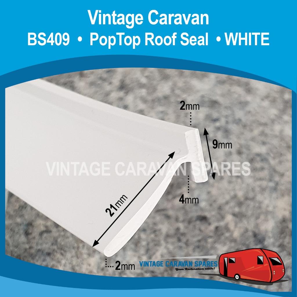 Caravan Pop Top Roof Seal Rubber ANGLED ( WHITE ) BS409 eBay