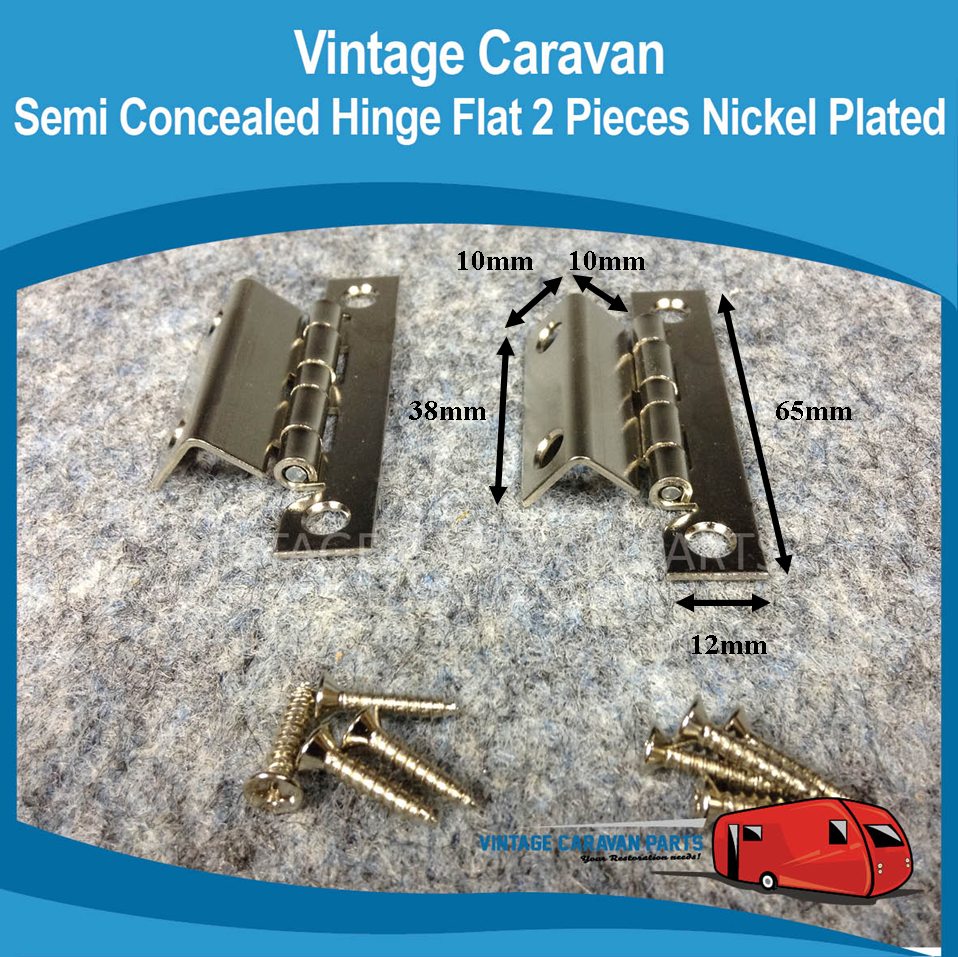 Caravan Semi Concealed Flat Cupboard Door Hinges Vintage Viscount