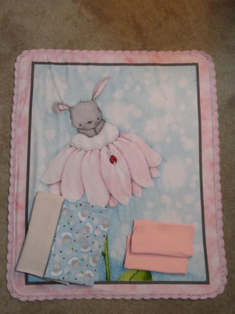 Nursery Crib Quilt Sheet Set Blanket Sleepy Bunny And Ladybug