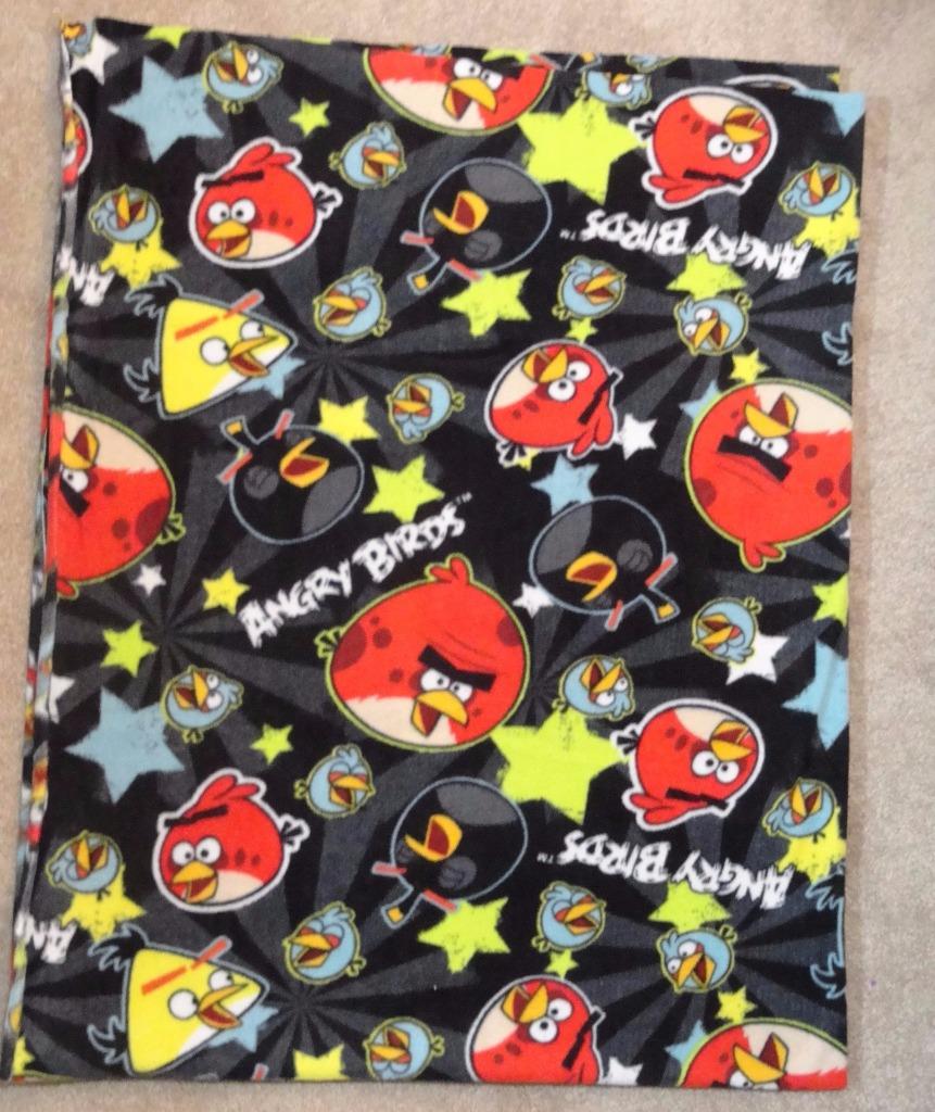 1 1//2 yd Angry Birds Print on White Cotton Fabric NEW