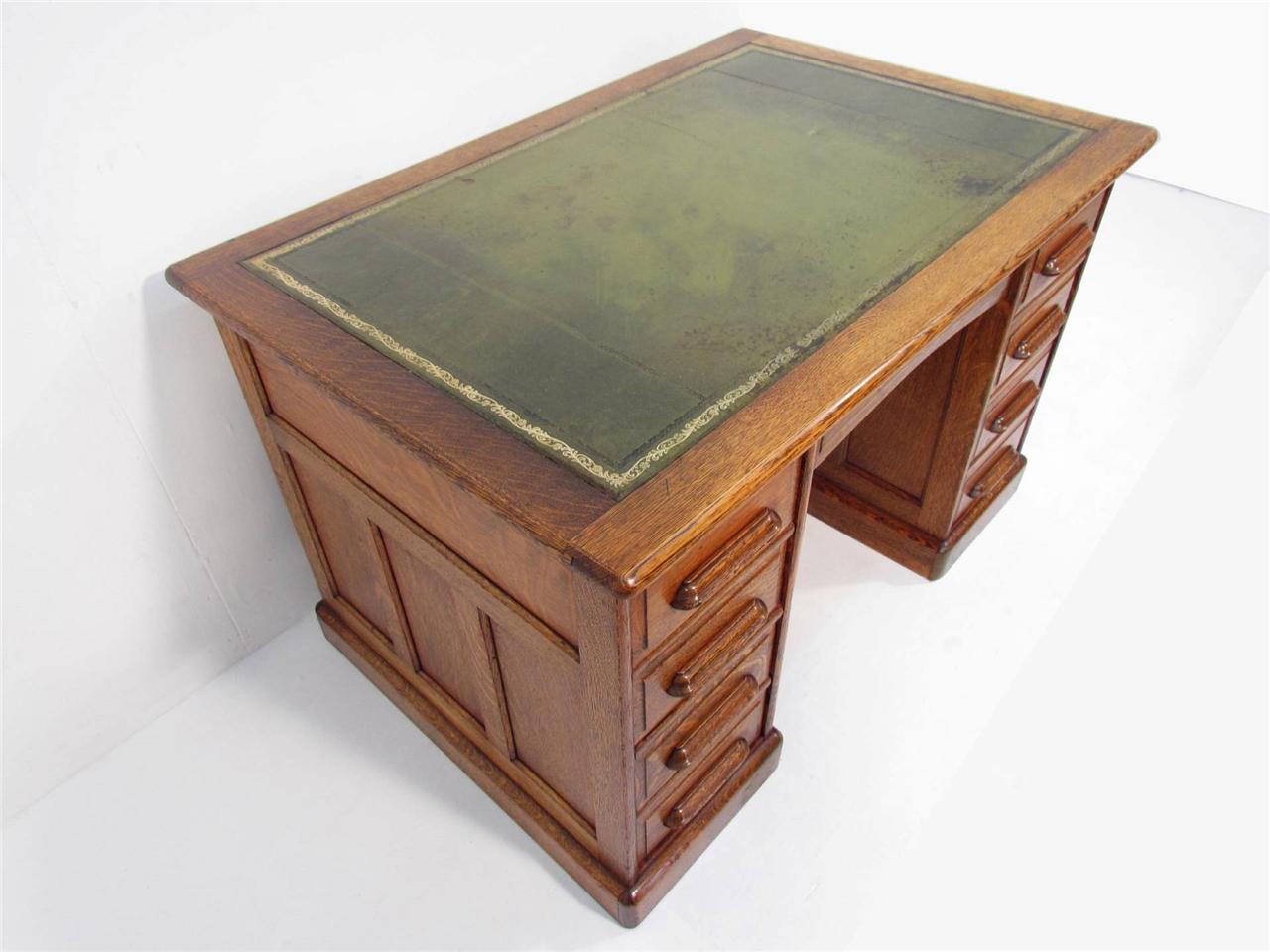 Antique 1920's Solid Oak Pedestal Desk | eBay