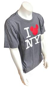 Disney Men's I Love NY Mickey Mouse Graphic Gray Short Sleeve