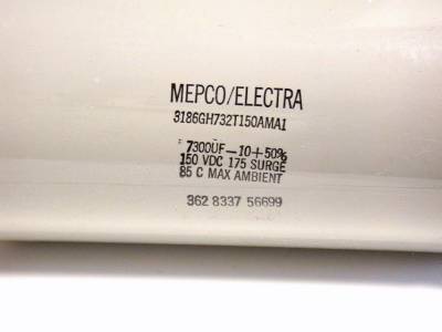 BRAND NEW MEPCO//ELECTRA CAPACITOR 7300UF 150VDC 3186GH732T150AMA1 8 AVAILABLE