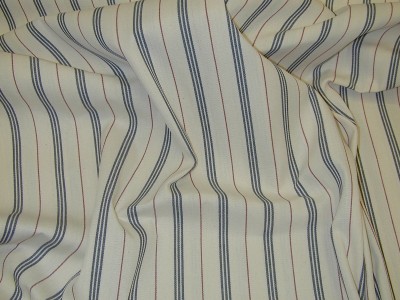 Designer Fabric Extra Wide Cotton Ticking Stripe Denim Red Curtain ...