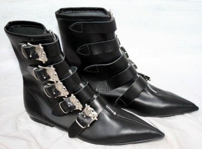 BLACK POINTY SKULL BUCKLE ANKLE BOOTS GOTH VINTAGE 37 4 | eBay