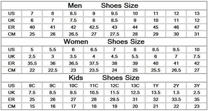 Chinese Shoe Size Conversion Chart