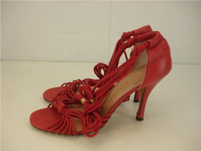 red strappy pumps