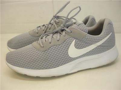 nike men's tanjun wolf grey white sneakers