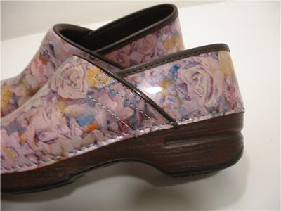 Women's 7.5 8 38 Dansko Pro XP Pink Purple Floral Patent