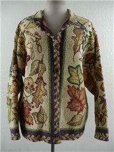 Womens sz L Sugar Street Weavers Autumn Leaves Tapestry
