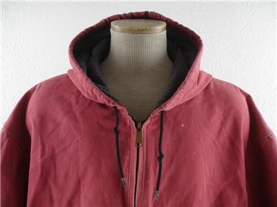 Vtg Faded Carhartt J158 DKR Dark Red Lined Duck Canvas