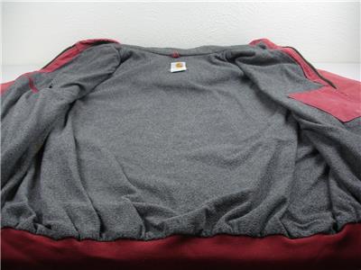 Vtg Faded Carhartt J158 DKR Dark Red Lined Duck Canvas
