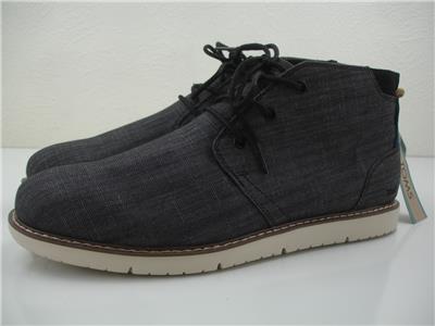 Toms Mens Navi Sport Bottom Chukka Boots Black Crosshatch Denim Size 10.5 TOMS Mens Navi Chukka Boots US 10.5 Navy Crosshatch Denim  main image 4