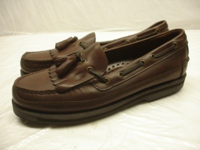 Bass Henry Kiltie Tassel Boat Deck Shoes Mens 10 M brown leather loafer ...