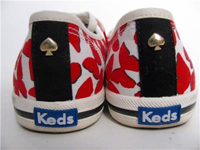 KEDS KATE SPADE RED BUTTERFLY WHITE CANVASS RUNNERS ...
