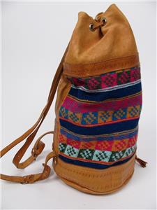 VINTAGE BACKPACK HAND WOVEN WOOL KILIM TOOLED LEATHER SLING PURSE TOTE BAG Artisan Leather Kilim Tote Bag – Intertwined: Handmade for Good main image 4