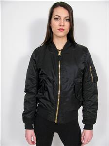 ジャケット・アウター alpha ma-1 jacket reversible black ALPHA INDUSTRIES JACKET BLACK NYLON REVERSIBLE MA-1 LADIES
