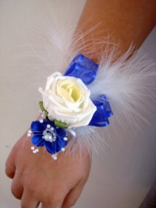 WRIST CORSAGE, IVORY, ROYAL BLUE. PROM, BRIDESMAIDS | eBay