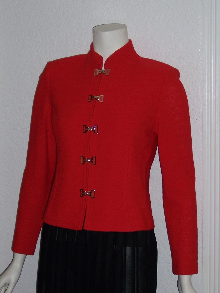 ST JOHN COLLECTION BY MARIE GRAY RED ZIP FRONT JACKET SWEATER SIZE 4 CR