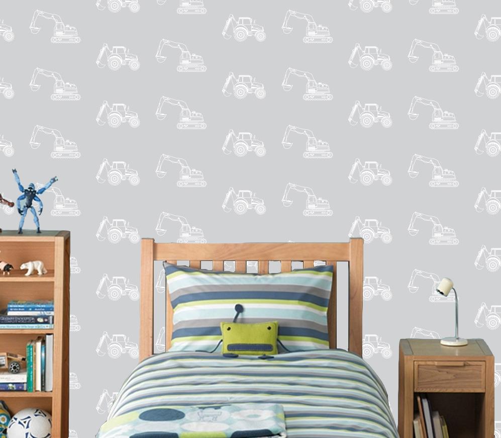 TRACTORS CARTOON WALLPAPER Woven SelfAdhesive Wall Art Mural Nursery