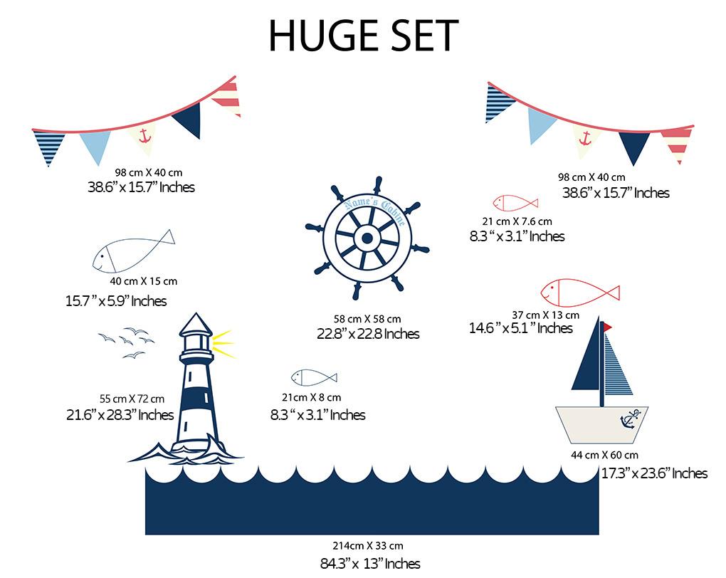 Personalized Nautical Theme Wall Sticker Decal Decor Mural Kids Room WC295 - Picture 4 of 4