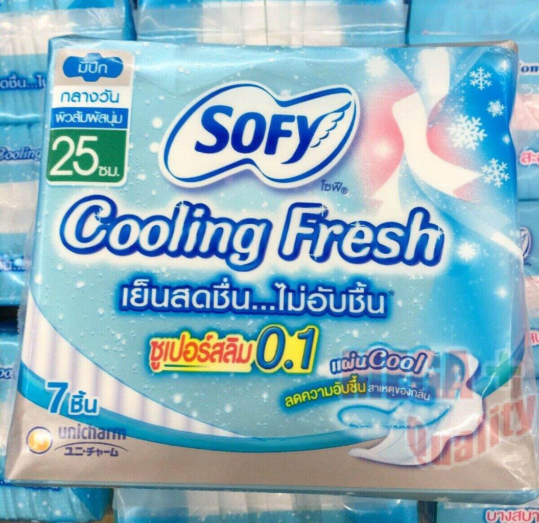 Sofy 29cm. Cooling Fresh Sanitary Napkin Night Slim Wing Soft Touch 6