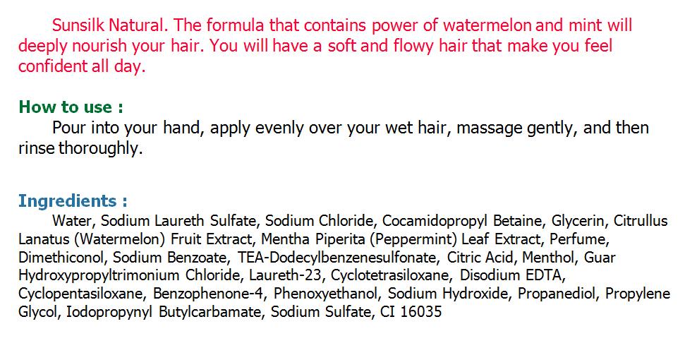 New Sunsilk Watermelon Shampoo Natural Mint Cooling Fresh ...