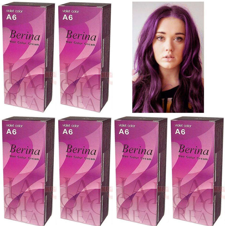 6 X Berina Permanent Hair Dye Color Colour Cream A6 Violet Ebay