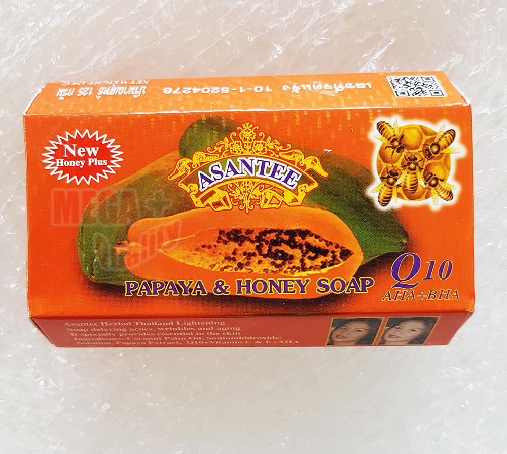 3 x Asantee Herbal Papaya Honey Soap Q10 AHA BHA Natural