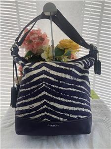 Coach Legacy Zebra Print Zip Duffle Bag 23410 Marine Purple