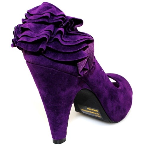 purple velvet high heels