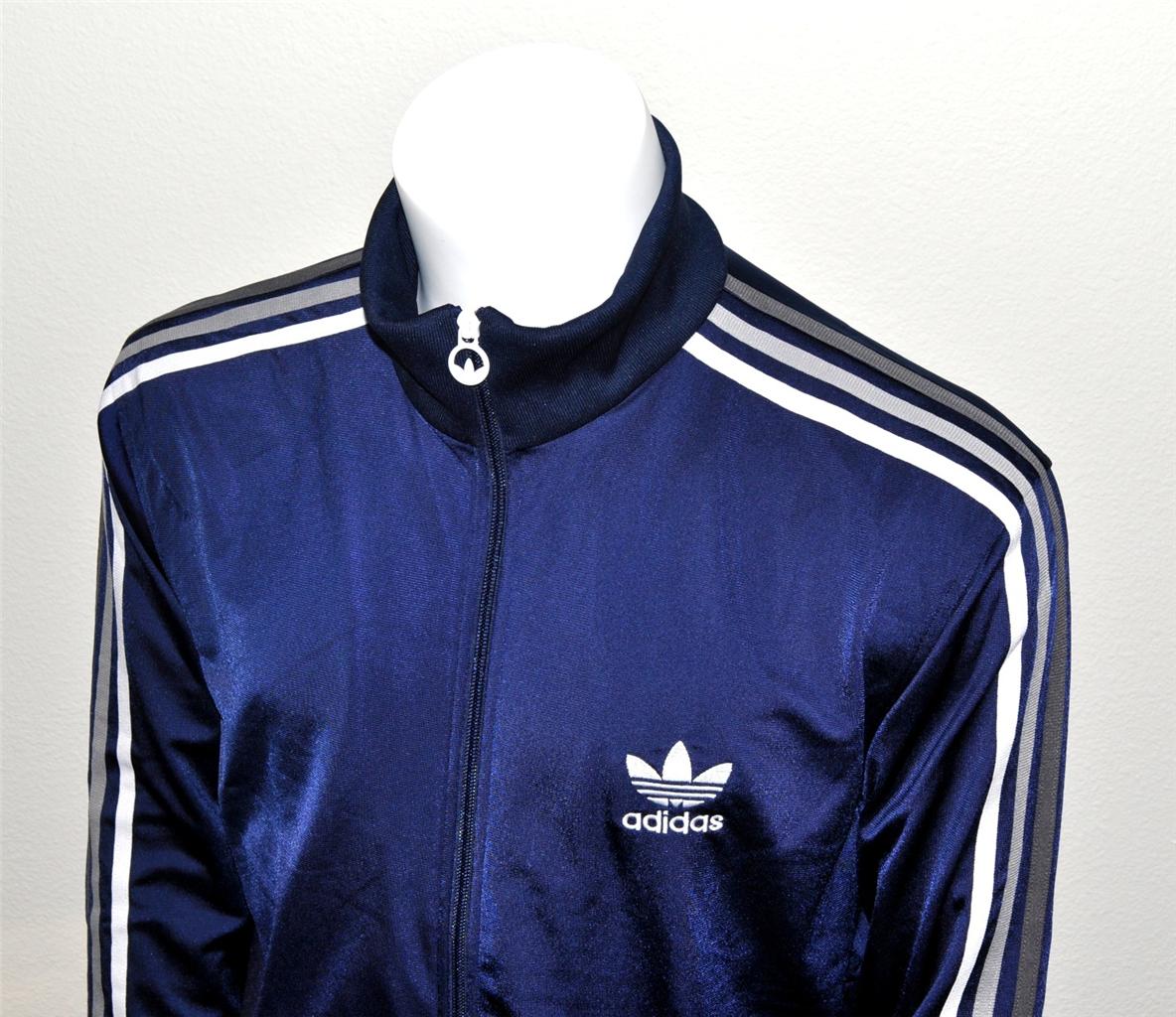 Adidas Originals Navy Blue Ultrastar Track Stripes Mens Top Jacket Size ...