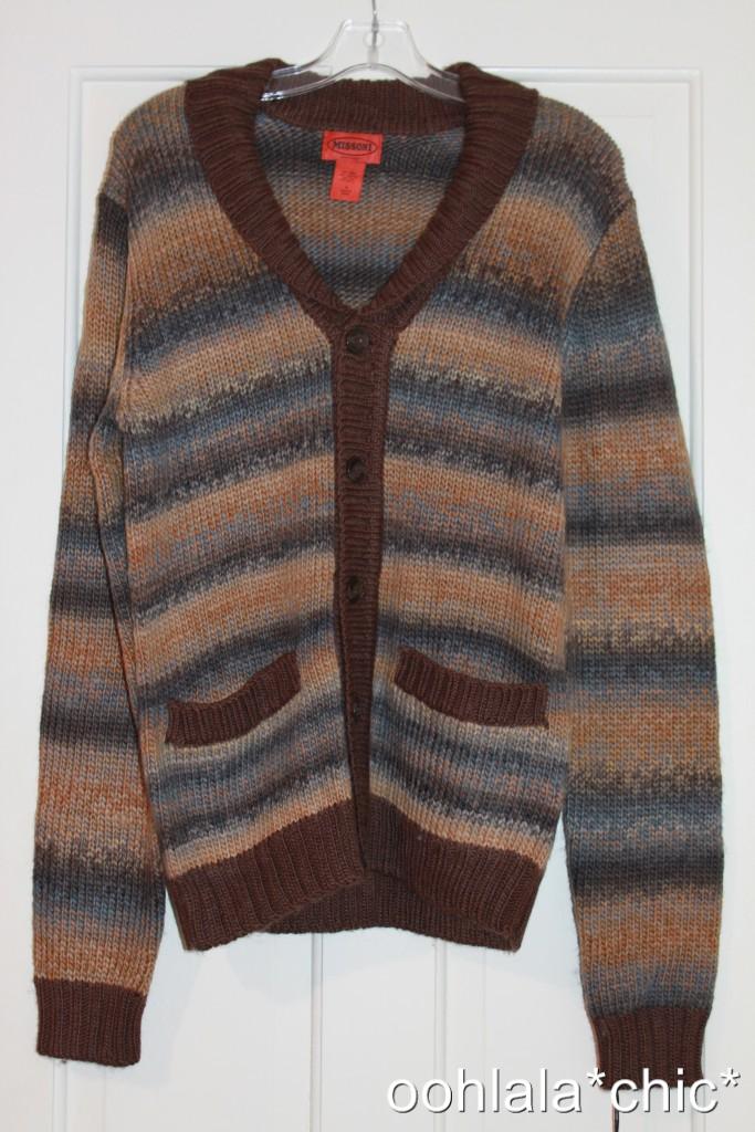 MISSONI For Target Men's Shawl Collar Brown Spacedye Striped Cardigan ...