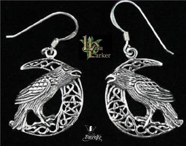 Genuine Raven & Moon 925 Sterling Silver Earrings by Lisa Parker ~ Pagan ~ Wicca 