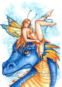 Dragon Feary Sterling Silver fairy pendant by fantasy artist 